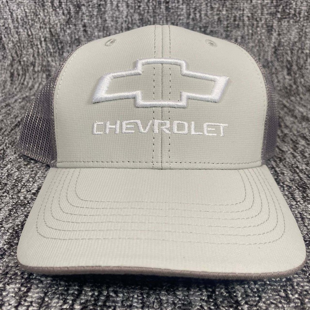 Chevrolet Trucker Hat Mens OSFM Tan‎ Gray Mesh Snapback GM Licensed New